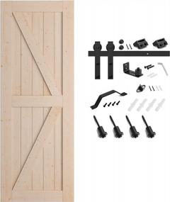 img 4 attached to 32In X 84In Sliding Barn Door Kit With 6Ft Hardware & Handle - Pre-Drilled Solid Spruce Wood Panelled Slab, K-Frame | SMARTSTANDARD