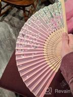 img 1 attached to Vintage Bamboo And Silk Hand Fans For Women - OMyTea Chinese And Japanese Style Fans - Ideal For Festivals, Parties, Weddings, Performances, Decorations And Gifts - White Rose & Blue Sakura review by Jeff Swan