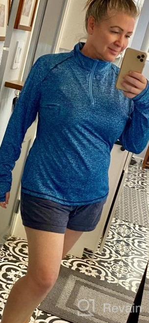 img 1 attached to Pinspark Women'S 1/4 Zip Long Sleeve Pullover Running Shirt Thumb Hole Yoga Top Workout Hiking S-XXL review by Doug Bundy