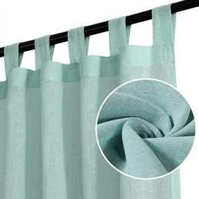 img 4 attached to Linen Blend Sheer Curtains 63 Inches, Set Of 2 Textured Woven Sheers With Tab Top, Light Filtering Drapes For Bedroom And Living Room Décor In Sea Mist By H.VERSAILTEX