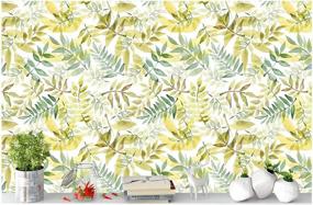 img 1 attached to Transform Your Home With HAOKHOME Removable Peel And Stick Wallpaper In Leaf Green, Yellow And White Vinyl - Dimensions 17.7In X 9.8Ft