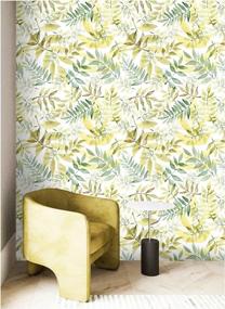 img 3 attached to Transform Your Home With HAOKHOME Removable Peel And Stick Wallpaper In Leaf Green, Yellow And White Vinyl - Dimensions 17.7In X 9.8Ft