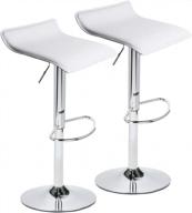 2 белых регулируемых поворотных барных стула с полиуретановой кожей и хромированной основой, стулья для паба gaslift логотип