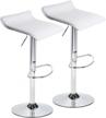 2 white adjustable swivel bar stools with pu leather and chrome base, gaslift pub counter chairs logo