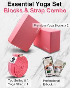 img 3 attached to Yoga Blocks And Strap Set By Tumaz - 2 Pack Of Lightweight High Density EVA Foam Or Non-Slip Natural Cork Blocks With Premium 8F Yoga Strap For Yogi, Includes Instructional E-Book