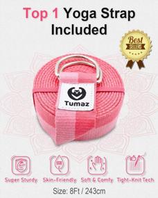 img 2 attached to Yoga Blocks And Strap Set By Tumaz - 2 Pack Of Lightweight High Density EVA Foam Or Non-Slip Natural Cork Blocks With Premium 8F Yoga Strap For Yogi, Includes Instructional E-Book