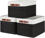 📦 dullemelo canvas storage bin with handles - ideal for shelves, bedroom, office, nursery - fabric storage baskets for toys, clothes, gifts - 3-pack in white and black логотип