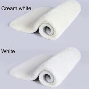 img 3 attached to Shaggy Non-Slip U-Shaped Mat For Toilet, Machine Washable Bathroom Rug, Contour Bath Rug With Cream White Color - Ideal For Tub, Shower And Floor Décor