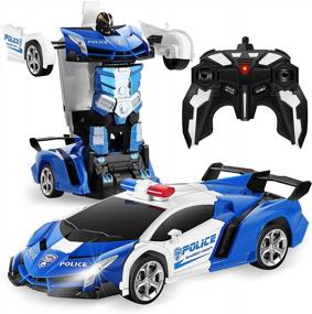 img 4 attached to FIGROL RC Car Robot Toy - 2.4G Remote Control Deformation Car With One Button Transformation, 360 Speed Drifting, And 1:18 Scale For Children