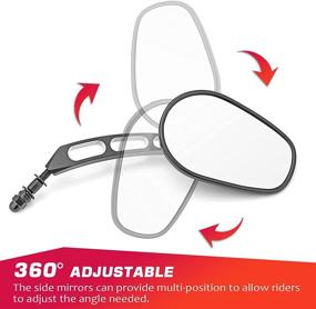 img 1 attached to 🔌 WeiSen Gloss Black Hollow Side Mirrors with Necessary Hardware - Compatible with Harley Sportster Dyna Softail Touring - Rear View Mirror