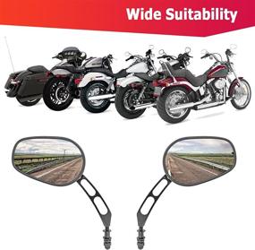 img 2 attached to 🔌 WeiSen Gloss Black Hollow Side Mirrors with Necessary Hardware - Compatible with Harley Sportster Dyna Softail Touring - Rear View Mirror