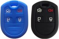 🔑 premium silicone key fob case cover: black/navy blue | keyless smart protector for expedition f150 f250-350 lincoln navigator logo