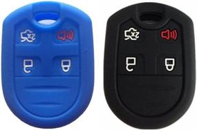img 1 attached to 🔑 Premium Silicone Key Fob Case Cover: Black/Navy Blue | Keyless Smart Protector for Expedition F150 F250-350 LINCOLN Navigator