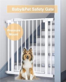 img 3 attached to 🐾 JunNeng Extra Wide Tall Auto Close Baby Gate 32.2-40.5 Inch - Pressure Mount Walk Thru Safety Gate for Stairs and Doorways, Ideal for Child or Pet Safety