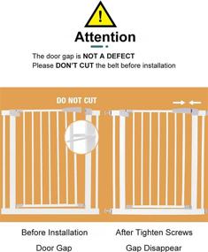 img 2 attached to 🐾 JunNeng Extra Wide Tall Auto Close Baby Gate 32.2-40.5 Inch - Pressure Mount Walk Thru Safety Gate for Stairs and Doorways, Ideal for Child or Pet Safety