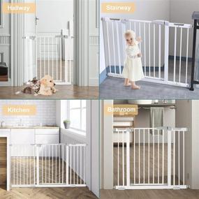 img 1 attached to 🐾 JunNeng Extra Wide Tall Auto Close Baby Gate 32.2-40.5 Inch - Pressure Mount Walk Thru Safety Gate for Stairs and Doorways, Ideal for Child or Pet Safety