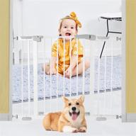 🐾 junneng extra wide tall auto close baby gate 32.2-40.5 inch - pressure mount walk thru safety gate for stairs and doorways, ideal for child or pet safety логотип