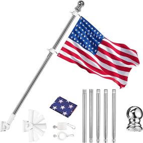 img 4 attached to Sturdy & Stylish 6FT Silver Flag Pole Kit With Rotating Rings, Metal Bracket & American Flag - Perfect For Outdoor Backyard Garden Decor