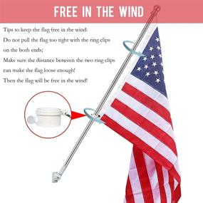 img 1 attached to Sturdy & Stylish 6FT Silver Flag Pole Kit With Rotating Rings, Metal Bracket & American Flag - Perfect For Outdoor Backyard Garden Decor