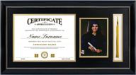 capture your graduation memories with graduatepro's diploma picture frame and tassel shadow box - fits 8.5x11 certificate and 5x7 photo, black frame with gold rim and double mat logo