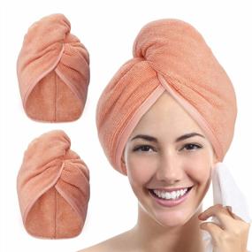 img 4 attached to Efficient Hair Drying With YoulerTex Microfiber Hair Towel Wraps - 2 Pack Curly Hair Head Turbans For Women With Fast Absorbency And Anti-Frizz Benefits In Attractive Coral Orange Shade