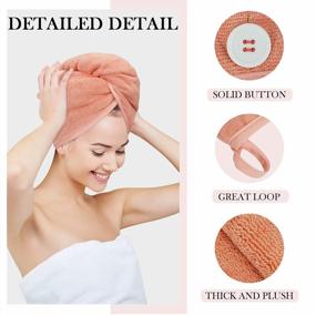img 2 attached to Efficient Hair Drying With YoulerTex Microfiber Hair Towel Wraps - 2 Pack Curly Hair Head Turbans For Women With Fast Absorbency And Anti-Frizz Benefits In Attractive Coral Orange Shade
