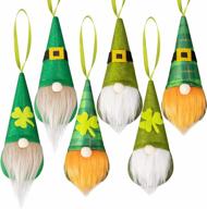 handmade set of 6 green irish gnomes ornaments for saint patrick's day decorations - leprechaun dolls perfect for home party hanging decorations during spring celebration logo