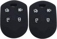 🔑 ezzy auto pair of black 4 button silicone rubber key fob case covers - explorer expedition key jacket skin protector logo