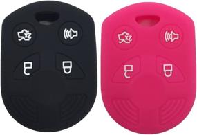 img 2 attached to 🔑 Ezzy Auto Pair of Black 4 Button Silicone Rubber Key Fob Case Covers - Explorer Expedition Key Jacket Skin Protector