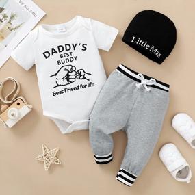 img 3 attached to Adorable OPAWO Newborn Baby Boy Clothes Set With 'Mama'S Boy' Print - Includes Long/Short Sleeve Bodysuit, Pants, And Hat For 0-18 Months - Perfect Summer Outfit For Your Little One
