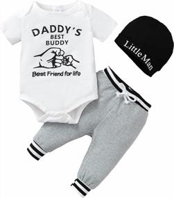 img 4 attached to Adorable OPAWO Newborn Baby Boy Clothes Set With 'Mama'S Boy' Print - Includes Long/Short Sleeve Bodysuit, Pants, And Hat For 0-18 Months - Perfect Summer Outfit For Your Little One