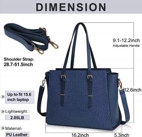 img 2 attached to 👜 Blue Laptop Bag for Women - Stylish 15.6 Inch Waterproof Tote Bag with Large Capacity, Lightweight Leather Shoulder Handbag for Office, Professional Briefcase for Classy Computer Work