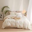 soft and cozy queen size cream boho bedding set - pre-washed duvet cover with 2 pillowcases - comfy 3-piece bed set in cream white for a comfortable and relaxing bedroom experience logo