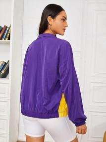 img 3 attached to Sporty Windbreaker Jacket For Women With Zipper Front And Color Block Design