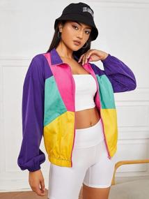 img 2 attached to Sporty Windbreaker Jacket For Women With Zipper Front And Color Block Design