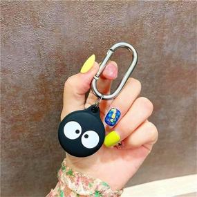 img 2 attached to 2021 Soft Silicone AirTags Case with Cute 3D Animation Design, Wireless GPS Location Tracker for Case, Keychain Included - Stylish and Portable Finder Accessory (Black)