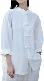 img 3 attached to Retro Mandarin Collar Women'S Linen Shirts: Kedera Chinese Frog Button Blouse Tops