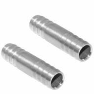 pack of 2 stainless steel 1/4" hose barb splicer mender coupler fittings with round union for improved connectivity logo