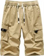 aptro men's cargo shorts elastic waistband relaxed fit summer casual cotton work shorts логотип
