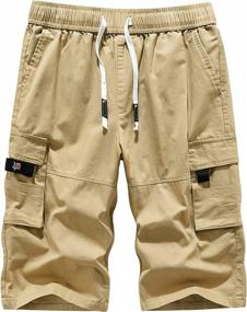 img 4 attached to APTRO Men'S Cargo Shorts Elastic Waistband Relaxed Fit Summer Casual Cotton Work Shorts