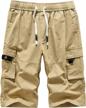 aptro men's cargo shorts elastic waistband relaxed fit summer casual cotton work shorts logo