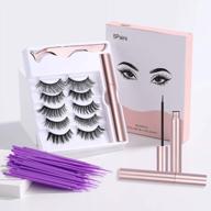 5pairs magnetic eyelashes with eyeliner kit | natural look false lashes set + 100pcs disposable wands - no glue needed! logo