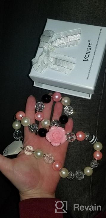 img 1 attached to 💖 Charmingly Cute Rose Chunky Bubblegum Necklace and Bracelet Set: Perfect Girls' Birthday Day Gift by Vcmart review by Carrie Johnson