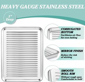 img 2 attached to Deedro Stainless Steel Baking Sheet Cookie Sheet Set - Non-Toxic & Dishwasher Safe Oven Tray | Professional Half Sheet Pan - Rust-Free & Durable Baking Pan - 16 X 12 Inches, Set Of 2