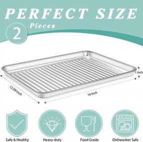 img 3 attached to Deedro Stainless Steel Baking Sheet Cookie Sheet Set - Non-Toxic & Dishwasher Safe Oven Tray | Professional Half Sheet Pan - Rust-Free & Durable Baking Pan - 16 X 12 Inches, Set Of 2