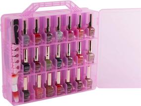 img 2 attached to 💅 Zoostliss Clear Nail Polish Organizer Holder - Transparent Pink, Adjustable Dividers, Stores up to 48 Bottles