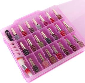 img 1 attached to 💅 Zoostliss Clear Nail Polish Organizer Holder - Transparent Pink, Adjustable Dividers, Stores up to 48 Bottles