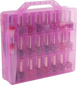 img 4 attached to 💅 Zoostliss Clear Nail Polish Organizer Holder - Transparent Pink, Adjustable Dividers, Stores up to 48 Bottles