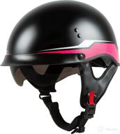 gmax hh-65 full dressed motorcycle street half helemet (black/pink logo