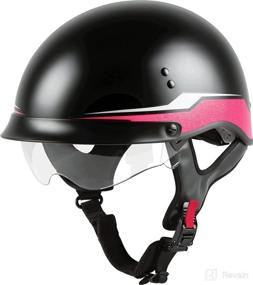 img 3 attached to GMAX HH-65 Full Dressed Motorcycle Street Half Helemet (Black/Pink